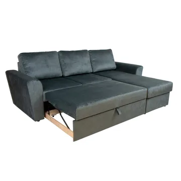 Hörnbäddsoffa Tjörnö - Grön sammet - Möbler - Soffa - Bäddsoffa - Hörnbäddsoffa