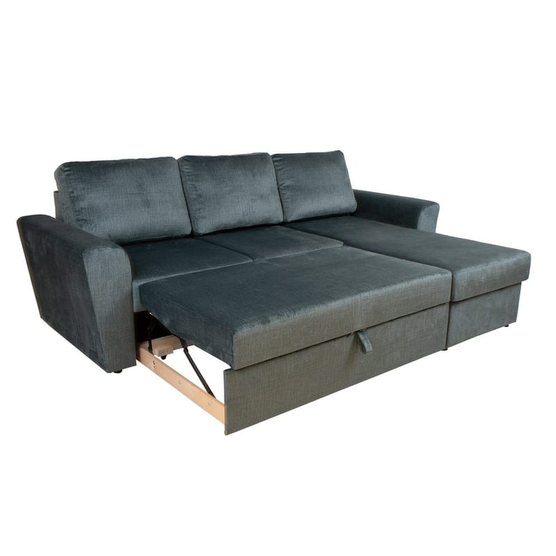 Hörnbäddsoffa Tjörnö - Grön sammet - Möbler - Soffa - Bäddsoffa - Hörnbäddsoffa