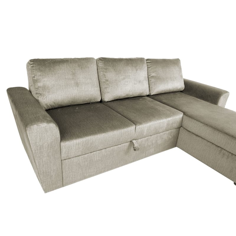 Hörnbäddsoffa Tjörnö sammet - beige sammet - Möbler - Soffa - Bäddsoffa - Bäddsoffa längsbäddad
