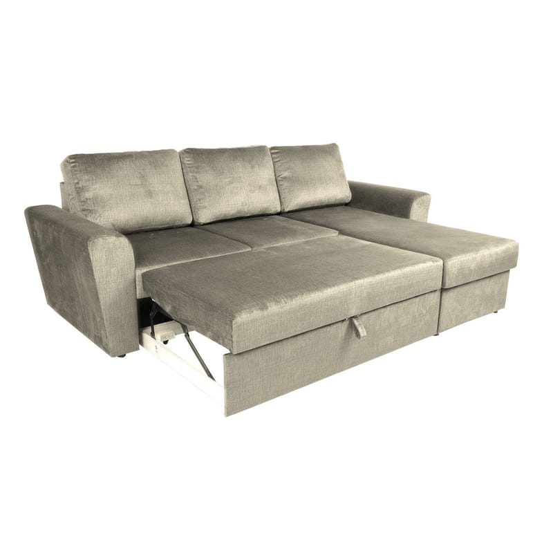 Hörnbäddsoffa Tjörnö sammet - beige sammet - Möbler - Soffa - Bäddsoffa - Bäddsoffa längsbäddad
