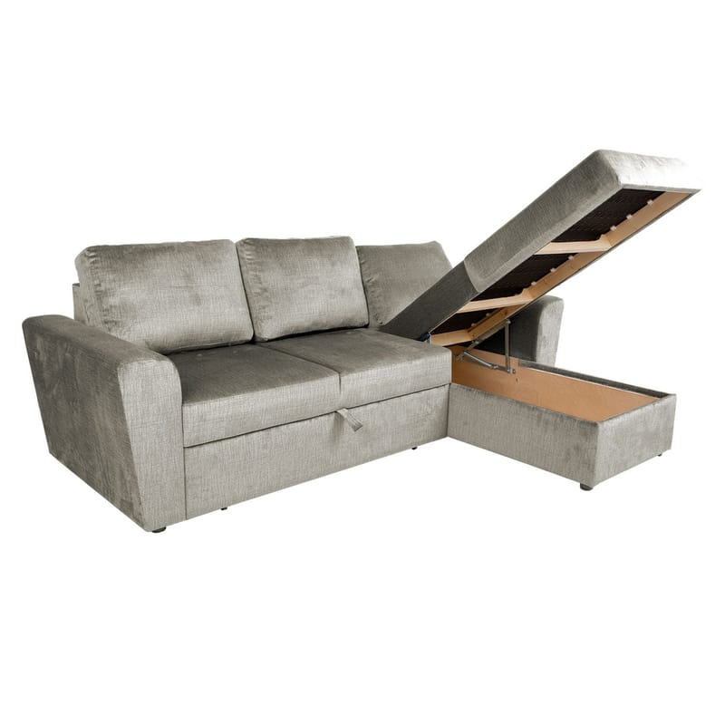 Hörnbäddsoffa Tjörnö sammet - beige sammet - Möbler - Soffa - Bäddsoffa - Bäddsoffa längsbäddad