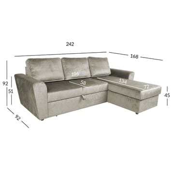 Hörnbäddsoffa Tjörnö sammet - beige sammet - Möbler - Soffa - Bäddsoffa - Bäddsoffa längsbäddad