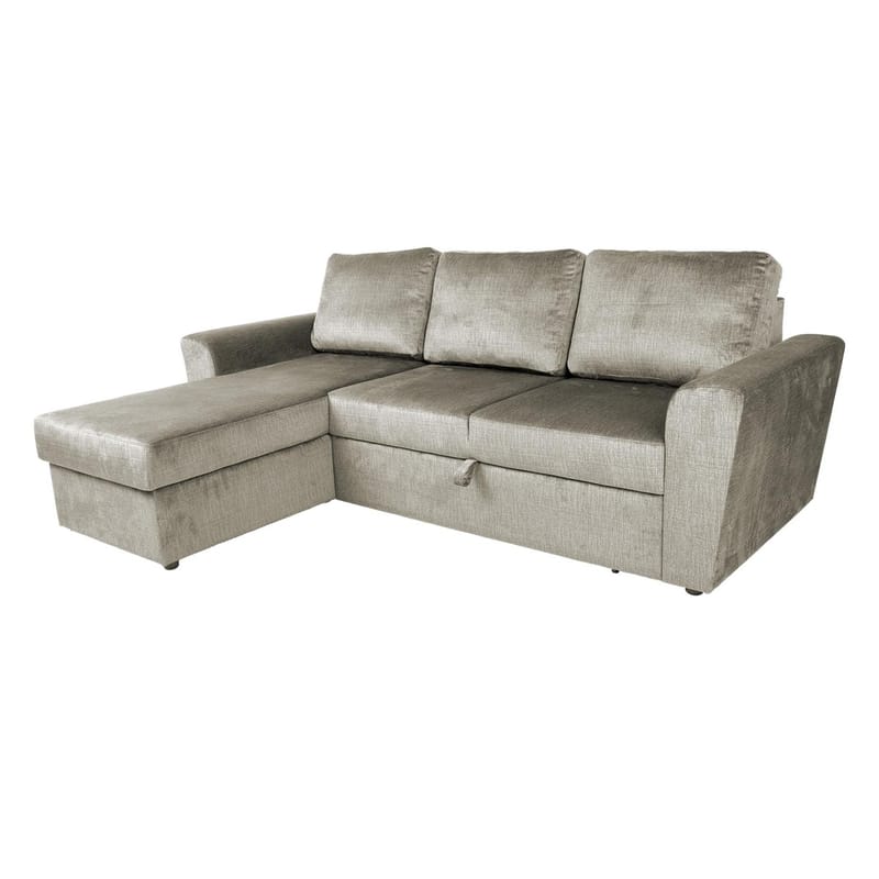 Hörnbäddsoffa Tjörnö sammet - beige sammet - Möbler - Soffa - Bäddsoffa - Bäddsoffa längsbäddad