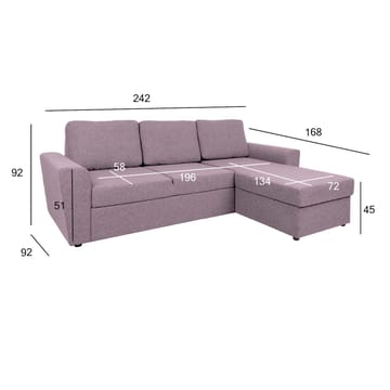 Hörnbäddsoffa Tjörnö - Vintage rosa - Möbler - Soffa - Bäddsoffa - Hörnbäddsoffa