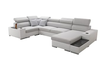 U-Bäddsoffa Zane Divan Höger - Vit/Ljusgrå - Möbler - Soffa - Bäddsoffa - Bäddsoffa divan
