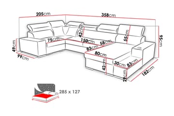 U-Bäddsoffa Zane Divan Vänster - Ljusgrå/Vit - Möbler - Soffa - Bäddsoffa - Bäddsoffa divan
