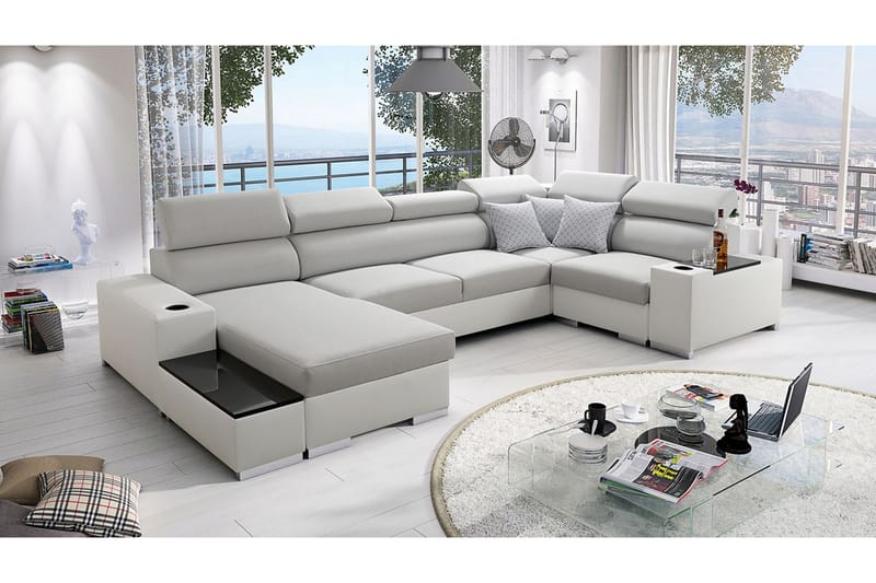 U-Bäddsoffa Zane Divan Vänster - Ljusgrå/Vit - Möbler - Soffa - Bäddsoffa - Bäddsoffa divan
