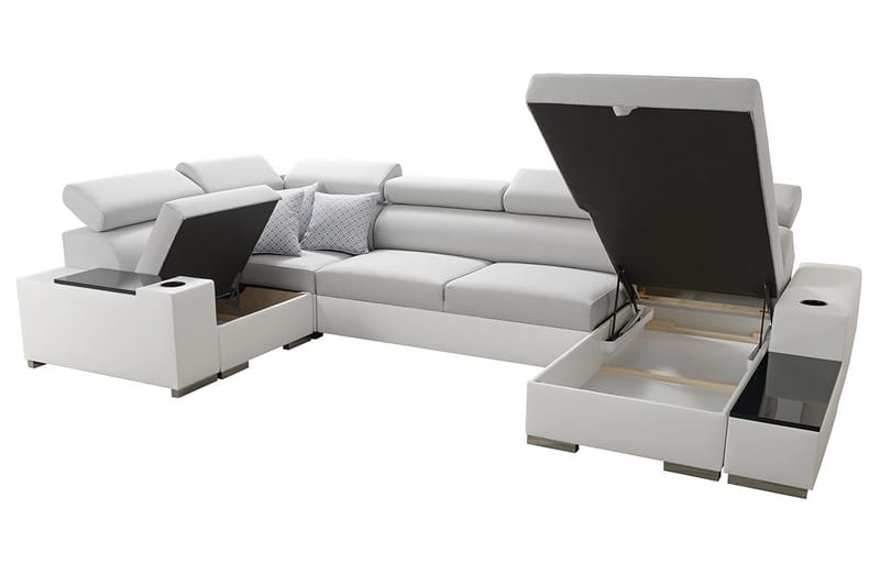 U-Bäddsoffa Zane Divan Vänster - Ljusgrå/Vit - Möbler - Soffa - Bäddsoffa - Bäddsoffa divan