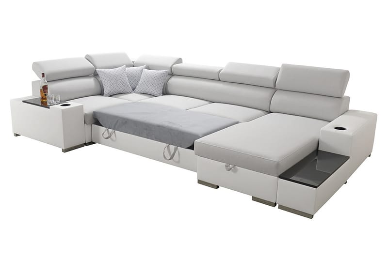 U-Bäddsoffa Zane Divan Vänster - Ljusgrå/Vit - Möbler - Soffa - Bäddsoffa - Bäddsoffa divan