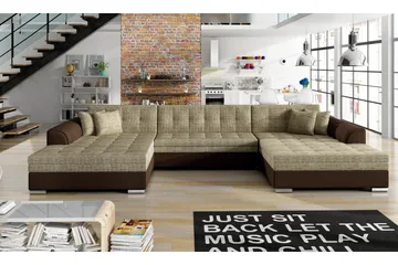 Ventolia Hörnbäddsoffa - Beige/Brun - Möbler - Soffa - Bäddsoffa - Bäddsoffa längsbäddad