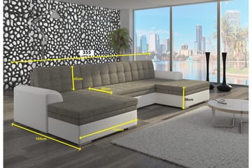 Ventolia Knappad U-formad Hörnbäddsoffa i Tyg - Beige|Brun - Möbler - Soffa - Bäddsoffa - Bäddsoffa divan