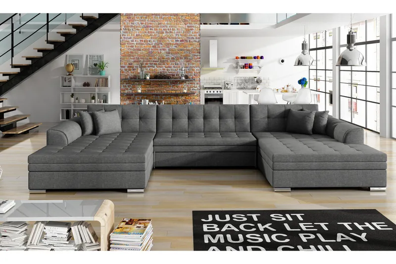Ventolia Stor U-formad Hörnbäddsoffa - Grå - Möbler - Soffa - Bäddsoffa - Bäddsoffa divan