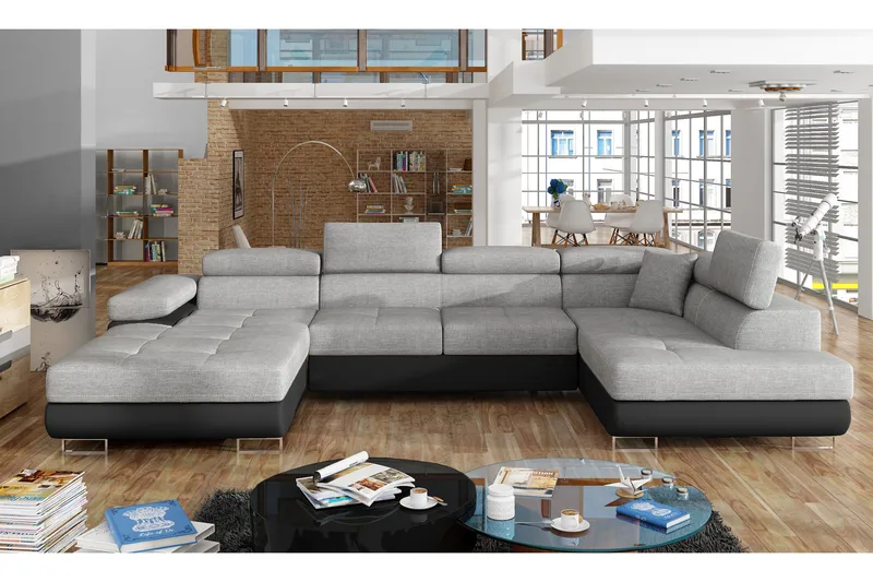 Vueltas Hörnbäddsoffa, Grå/Svart