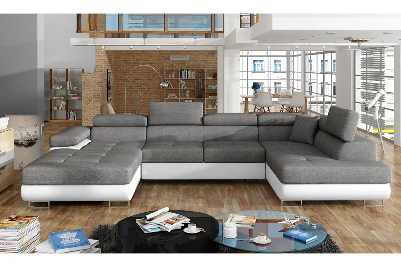 Vueltas Hörnbäddsoffa, Grå/Vit