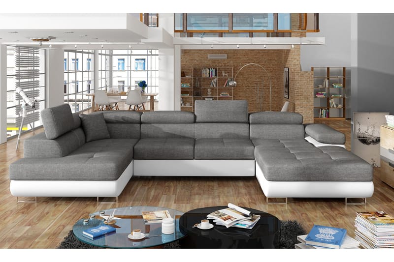 Vueltas Hörnbäddsoffa, Grå/Vit