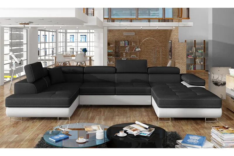 Vueltas Hörnbäddsoffa, Svart/Vit