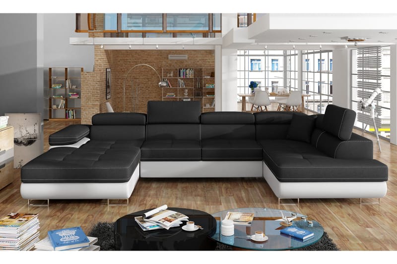 Vueltas Hörnbäddsoffa, Svart/Vit