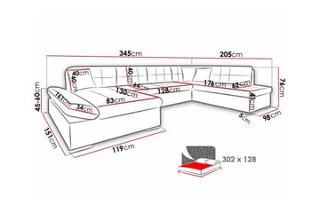 Zumar 4-sits Höger Hörnbäddsoffa 128x302 cm med Förvaring i Manchestertyg - Grön - Möbler - Soffa - Bäddsoffa - Bäddsoffa divan