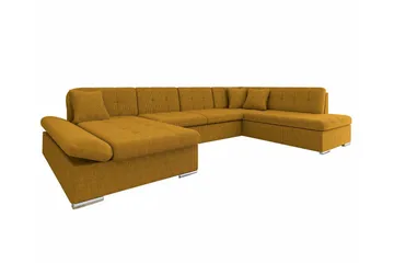 Zumar 4-sits Höger Hörnbäddsoffa 128x302 cm med Förvaring i Manchestertyg - Gul - Möbler - Soffa - Bäddsoffa - Bäddsoffa divan