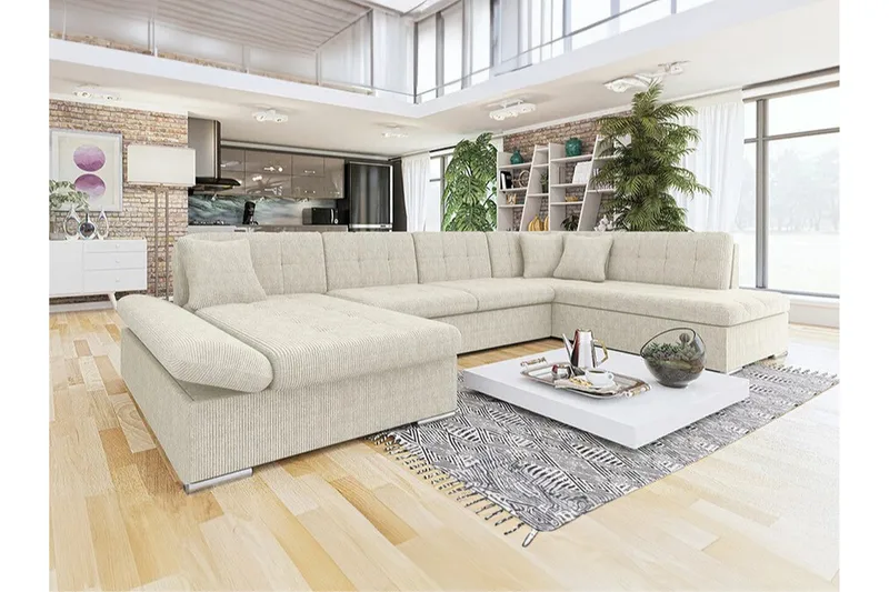 Zumar 4-sits Hörnbäddsoffa NO_BRAND Beige/Light beige - Möbler - Soffa - Bäddsoffa - Bäddsoffa divan