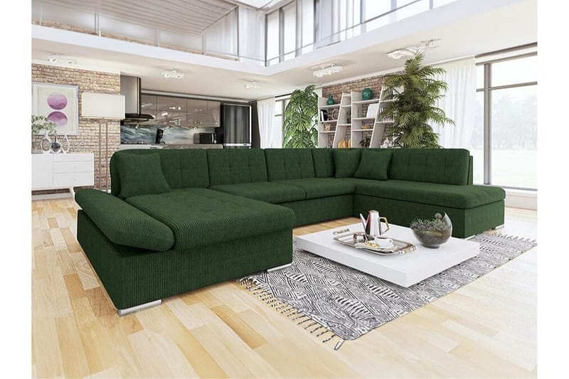 Zumar 4-sits Hörnbäddsoffa NO_BRAND Dark green - Möbler - Soffa - Bäddsoffa - Bäddsoffa divan