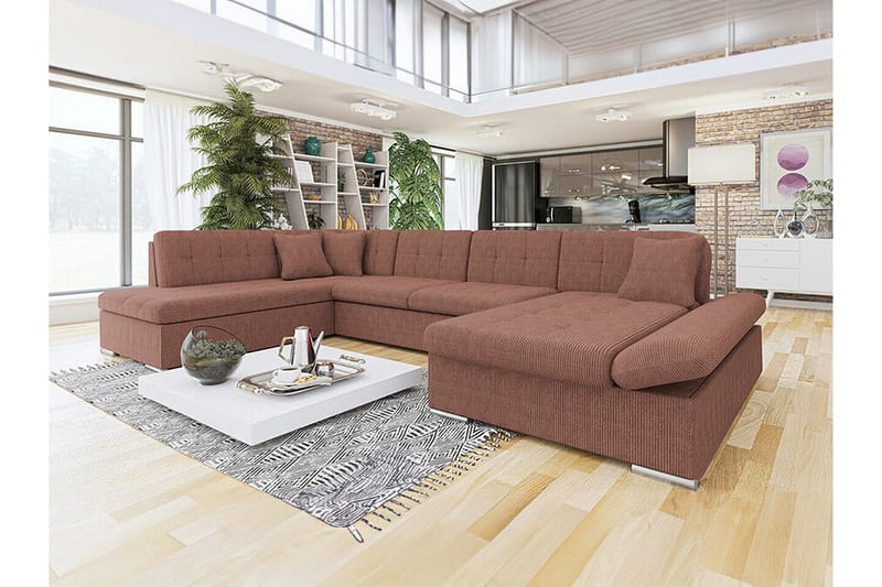 Zumar 4-sits Hörnbäddsoffa NO_BRAND Light brown - Möbler - Soffa - Bäddsoffa - Bäddsoffa divan