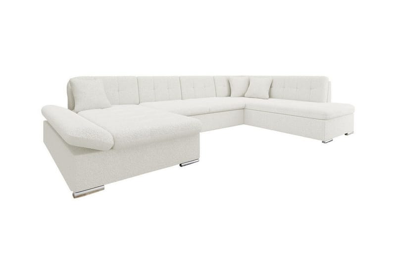 Zumar 5-sits Höger U-formad Bäddsoffa med Förvaring i Bouclé, Vit