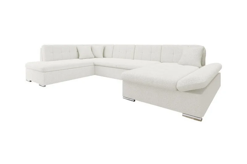 Zumar 5-sits Höger U-formad Bäddsoffa med Schäslong med Förvaring i Bouclé, Vit