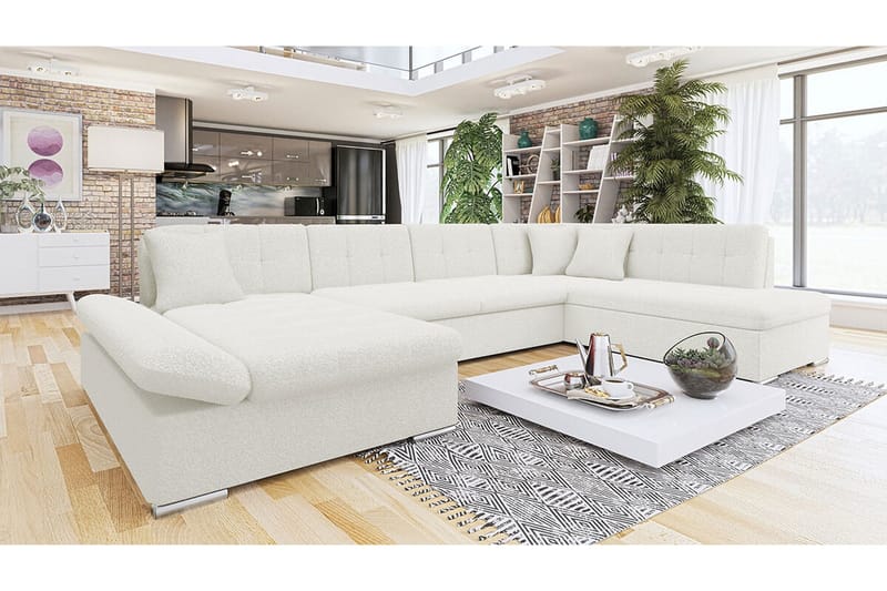 Zumar 5-sits Hörnbäddsoffa NO_BRAND White - Möbler - Soffa - Bäddsoffa - Bäddsoffa divan
