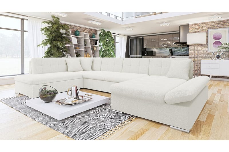 Zumar 5-sits Hörnbäddsoffa NO_BRAND White - Möbler - Soffa - Bäddsoffa - Bäddsoffa divan