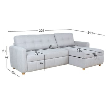 Hörnbäddsoffa Porsen - Grå - Möbler - Soffa - Bäddsoffa - Hörnbäddsoffa