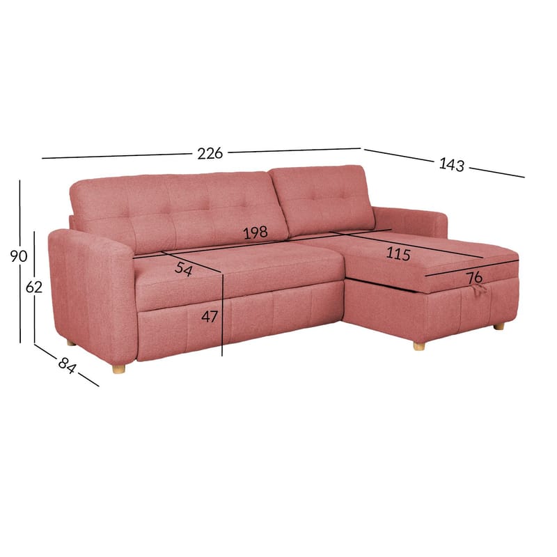 Hörnbäddsoffa Porsen - Rosa - Möbler - Soffa - Bäddsoffa - Hörnbäddsoffa