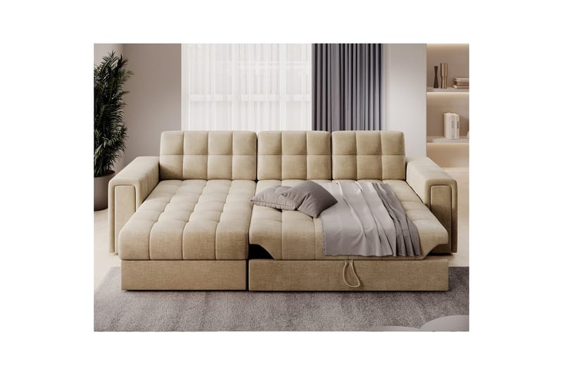 Hörnsoffa Eltap Blenvi 260x150x82 cm - Monolith 09, Beige - Möbler - Soffa - Bäddsoffa - Bäddsoffa divan