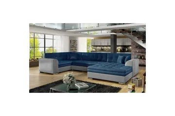 Hörnsoffa Eltap Damario 338x189x78 cm - Monolith 77, Monolith 84, Blå, Ljusgrå, Höger - Möbler - Soffa - Bäddsoffa - Hörnbäddsoffa