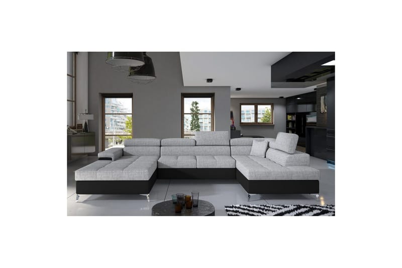 Hörnsoffa Eltap Eduardo 337x205x88 cm, Berlin 01, Mjuk 11, Grå, Svart, Höger