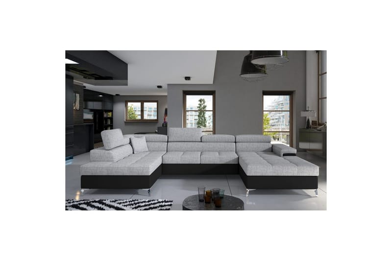 Hörnsoffa Eltap Eduardo 337x205x88 cm - Berlin 01, Mjuk 11, Grå, Svart, Vänster - Möbler - Soffa - Bäddsoffa - Bäddsoffa divan