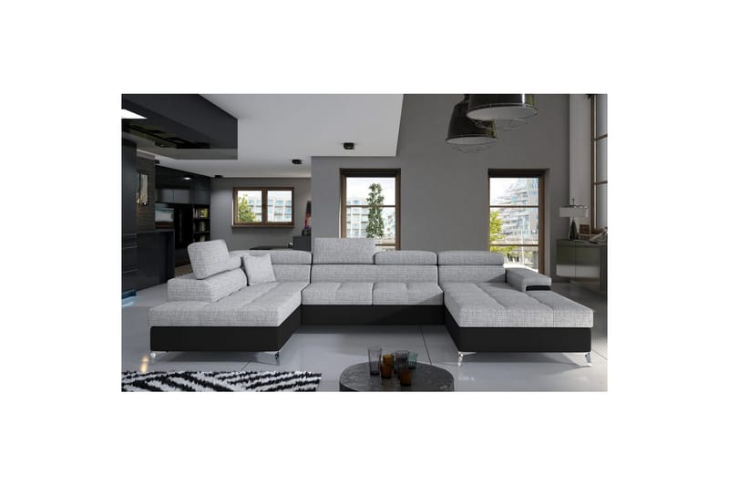 Hörnsoffa Eltap Eduardo 337x205x88 cm - Berlin 01, Mjuk 11, Grå, Svart, Vänster - Möbler - Soffa - Bäddsoffa - Bäddsoffa divan