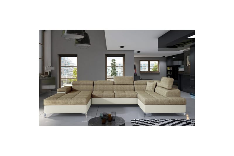 Hörnsoffa Eltap Eduardo 337x205x88 cm - Berlin 03, Mjuk 33, Beige, Höger - Möbler - Soffa - Bäddsoffa - Bäddsoffa divan