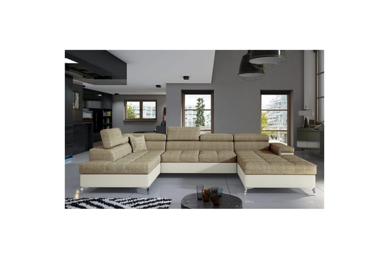 Hörnsoffa Eltap Eduardo 337x205x88 cm - Berlin 03, Mjuk 33, Beige, Vänster - Möbler - Soffa - Bäddsoffa - Bäddsoffa divan