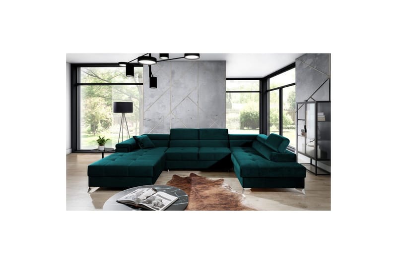 Hörnsoffa Eltap Eduardo 337x205x88 cm, Kronos 04, Grön, Höger