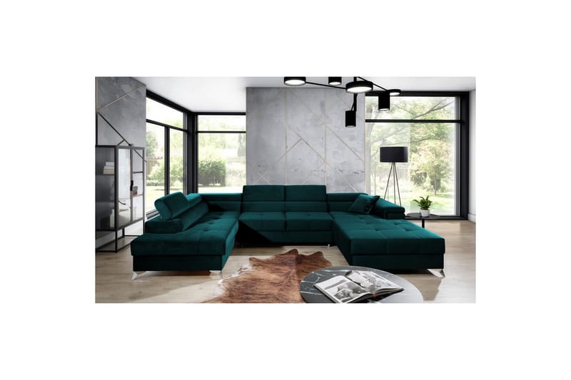 Hörnsoffa Eltap Eduardo 337x205x88 cm - Kronos 04, Grön, Vänster - Möbler - Soffa - Bäddsoffa - Bäddsoffa divan