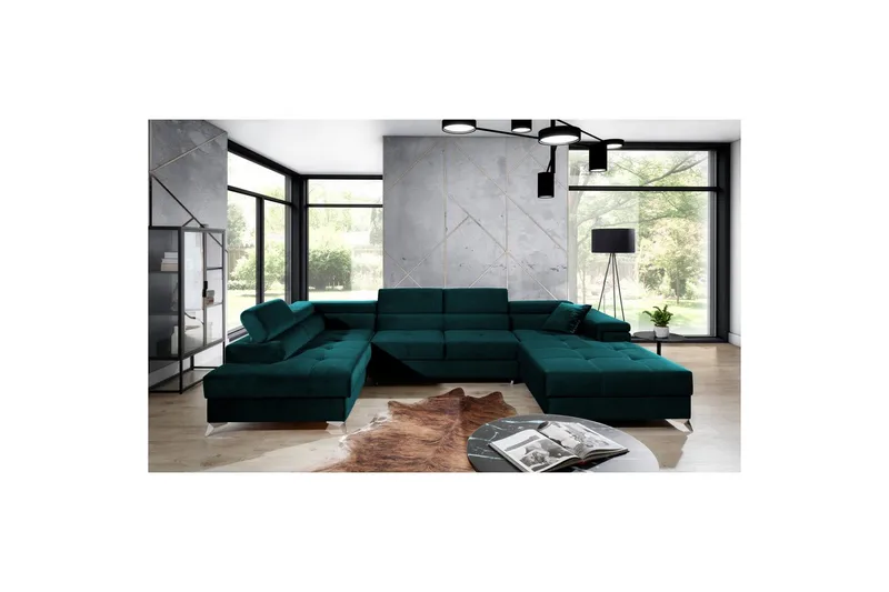 Hörnsoffa Eltap Eduardo 337x205x88 cm - Kronos 04, Grön, Vänster - Möbler - Soffa - Bäddsoffa - Bäddsoffa divan