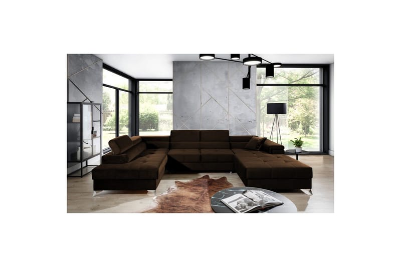 Hörnsoffa Eltap Eduardo 337x205x88 cm - Kronos 06, Brun, Vänster - Möbler - Soffa - Bäddsoffa - Bäddsoffa divan