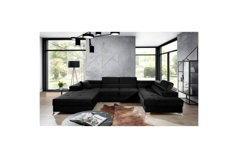 Hörnsoffa Eltap Eduardo 337x205x88 cm - Kronos 07, Svart, Höger - Möbler - Soffa - Bäddsoffa - Bäddsoffa divan