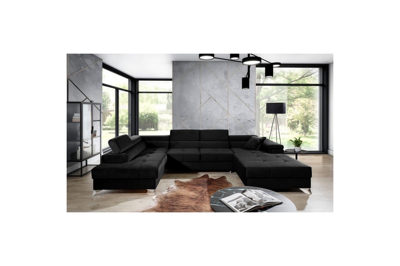 Hörnsoffa Eltap Eduardo 337x205x88 cm - Kronos 07, Svart, Vänster - Möbler - Soffa - Bäddsoffa - Bäddsoffa divan