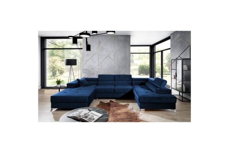 Hörnsoffa Eltap Eduardo 337x205x88 cm - Kronos 09, Mörkblå, Höger - Möbler - Soffa - Bäddsoffa - Bäddsoffa divan