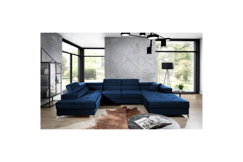 Hörnsoffa Eltap Eduardo 337x205x88 cm - Kronos 09, Mörkblå, Vänster - Möbler - Soffa - Bäddsoffa - Bäddsoffa divan