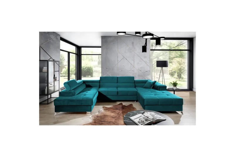 Hörnsoffa Eltap Eduardo 337x205x88 cm - Kronos 13, Ljusblå, Vänster - Möbler - Soffa - Bäddsoffa - Bäddsoffa divan