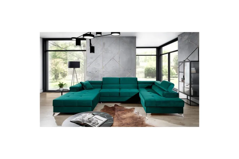 Hörnsoffa Eltap Eduardo 337x205x88 cm - Kronos 19, Mörkgrön, Höger - Möbler - Soffa - Bäddsoffa - Bäddsoffa divan
