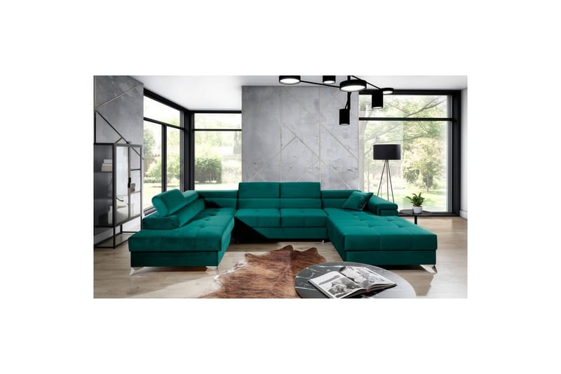 Hörnsoffa Eltap Eduardo 337x205x88 cm - Kronos 19, Mörkgrön, Vänster - Möbler - Soffa - Bäddsoffa - Bäddsoffa divan